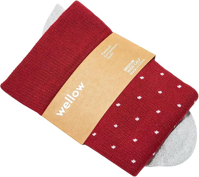 Wellow Wide Calf Compression Socks, Knee High Support, Fit for Men & Women, 18-25 mmHg, Made with Viscose from Bamboo