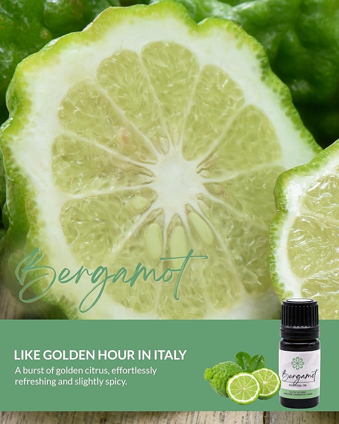Essence Bergamot Essential Oil – Pure & Therapeutic Grade – Perfect for Aromatherapy, Diffusers & Recharging Essence Nasal Diffuser Rings – Natural Stress & Mood Support (5mL)