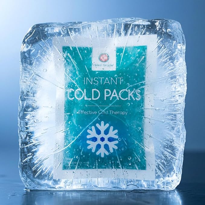 Medi Grade Instant Cold Packs, 100 Packs of 3.5oz (4.5”x6”) Disposable Cold Packs for Cooling Relief, No Freezer Needed - Cold Pack for Injuries, Knee and Ankle Cool Pack Wrap with Stabilisation Band