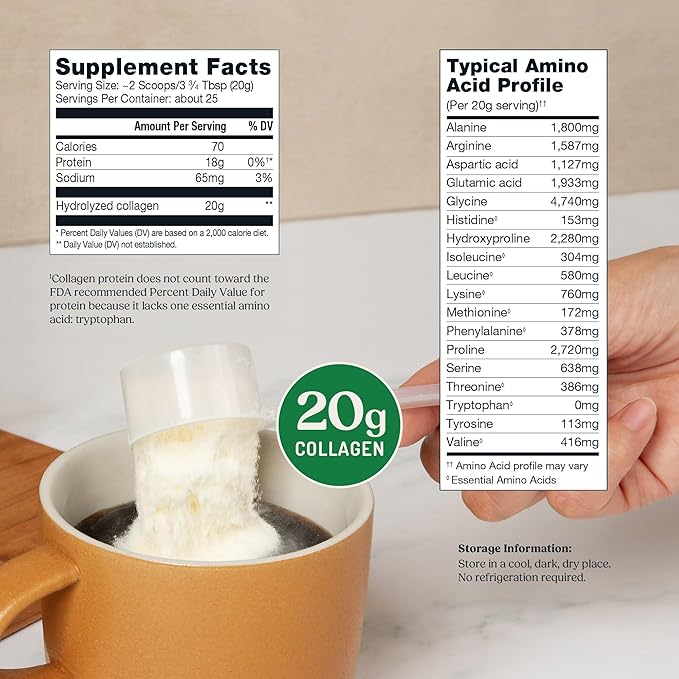 Bulletproof Unflavored Collagen Peptides Powder, 17.6 Ounces, Grass-Fed Collagen Protein and Amino Acids for Skin, Bones and Joints, Packaging May Vary