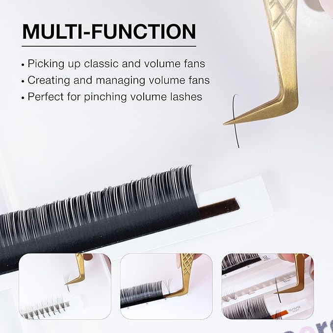 Curacoro Lash Tweezers for Eyelash Extensions - LashSmith Slim Boost Tweezer for Volume & Mega Volume