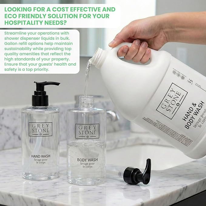 LodgMate Greystone Body Wash | 2 Gallons | For Hotel & Vacation Rentals to Refill Shower Dispensers (256 fl oz)