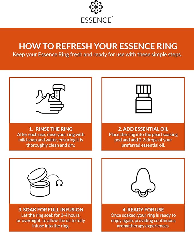 Essence Wearable Aromatherapy Nasal Diffuser – Orange Essential Oil Nose Ring Silicone Inhaler for Stress & Mood Support - Made in USA & Travel-Friendly