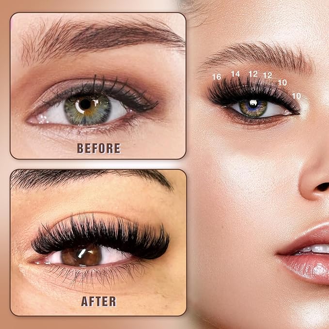 AILAISHI Lash Clusters Kit, DIY Cluster Eyelash Extensions 10‑20mm, 90D+100D, 202pcs Fluffy D Curl Natural Lashes with Bond & Seal,Tweezers–Fake Cat Eye Individual Clusters
