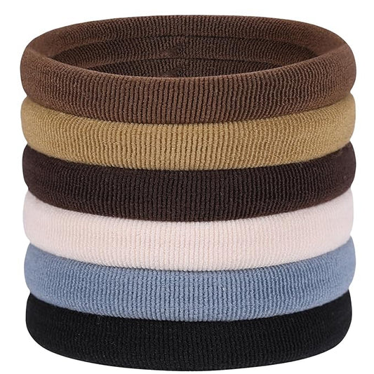 60 Pcs 2 Inch Neutral No Damage Hair Ties for Women Thick Hair, Large Soft Seamless Nylon Fabric Elastic Hair Ties Ponytail Hair Holders Hair Elastics Hair Band for Women