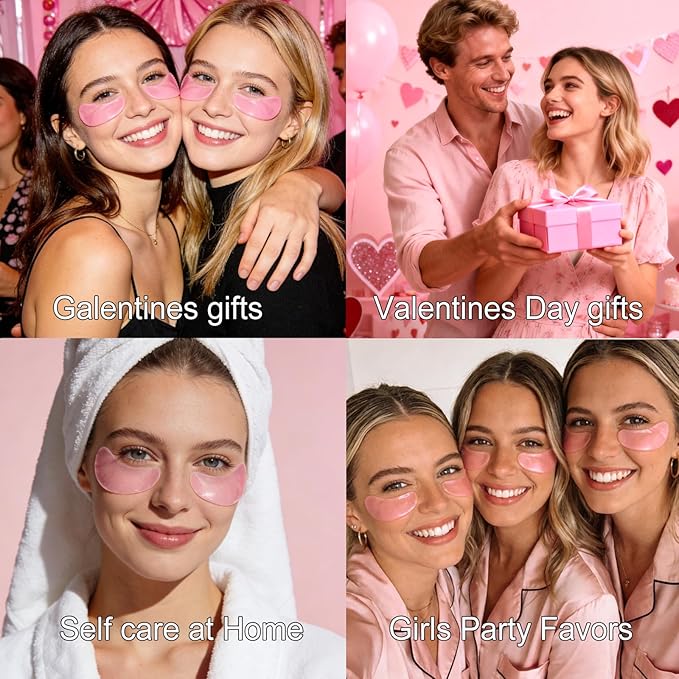 30 Pairs Eye Masks & Lip Masks, Under Eye Patches for Puffy Eyes, Moisturizing Lip Mask Pink Pads, Reducing Fine Lines, Valentines Day Gifts, Galentines Gifts, Party Favors, Bulk Gifts, Small Gifts