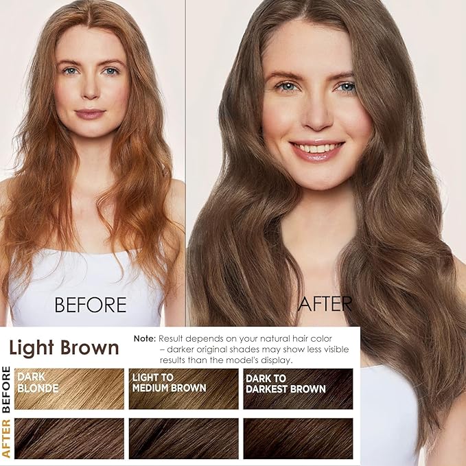 Hair Dye Shampoo 3 in 1 for Women & Men, Rich Root-to-Tip Coloring with Natural Extracts, 3-4 Weeks Lasting Smooth Shiny Finish, Easy Home Use for All Hair Types 16.9 fl oz (Light Brown)