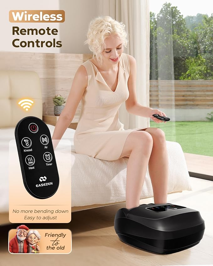 Foot Massager Machine with Heat, Shiatsu Foot Massager with Cordless Remote, 2026 Upgraded Deep Kneading, for Plantar Fasciitis, Neuropathy, Birthday Gifts for Women Mom Men Dad, Up to Foot Size 14