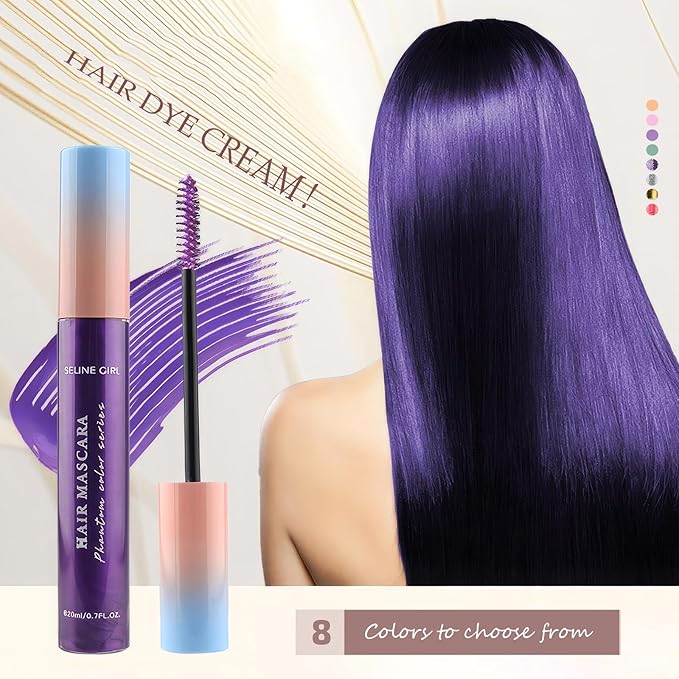 Eshioh Temporary Hair Mascara, 8 Vibrant Colors Temporary Hair Color Dye, Safe Green Formula Hair Mascara, Hair Color for Parties, Halloween, Birthdays, Hair Chalk for Women #orange