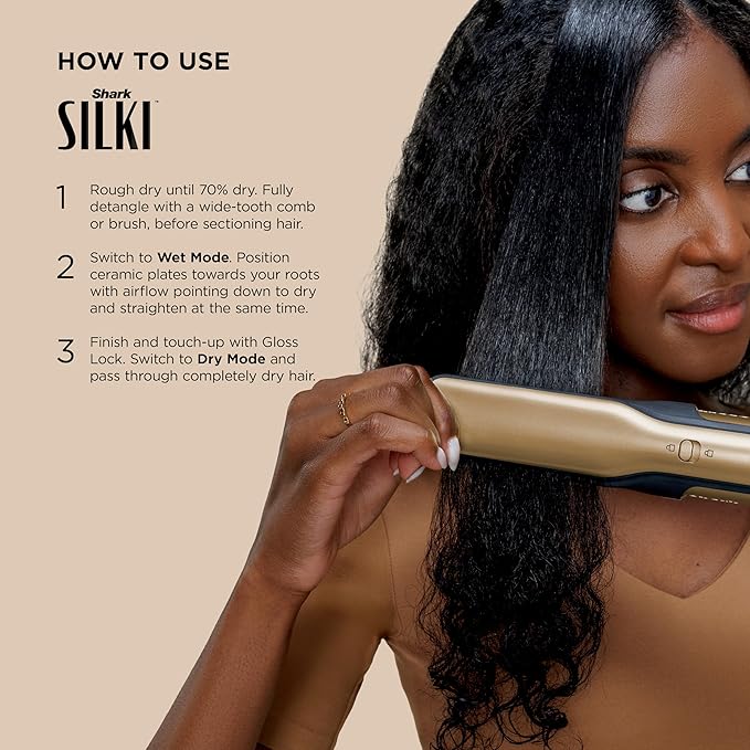 Shark Glam Hot Tool Air Styling Drying System, with Silki Straightener & Glossi Glosser, for Drying, Curling, Straightening & Glossing with Diffuser, Starlight Dream, HD6042SPL