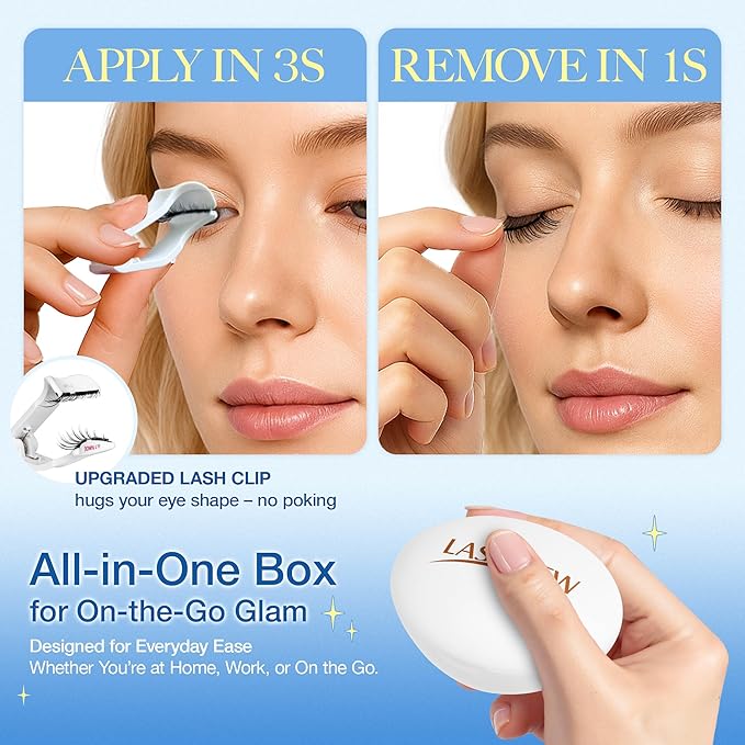 LASHVIEW Magnetic Eyelashes with Applicator Upgrade Soft Magnetic Eyelashes Natural Look Reusable No Glue or Eyeliner Needed Easy to Wear and Remove (RC24)