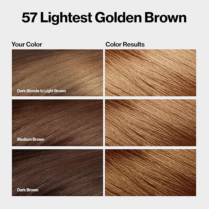 Revlon ColorSilk with Bond Repair Complex, Brown Permanent Hair Color, 100% Gray Coverage, Ammonia Free Hair Dye, Vegan Keratin, 57 Lightest Golden Brown (Pack of 3)