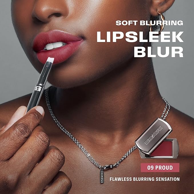 BRAYE LIPSLEEK BLUR | Blush for Cheeks & Lips, Korean Makeup Blush, Cool Lip and Cheek Balm, Vegan Cream, Lightweight w/Blendable & Buildable Makeup, Natural Look 09 PROUD 0.08oz