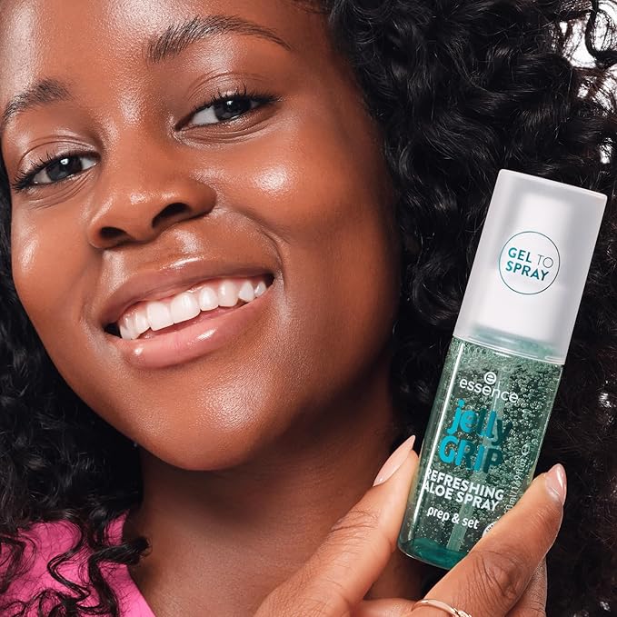 essence Jelly Grip Refreshing Aloe Spray, Fixation Spray, Transparent, Moisturising, Refreshing, Radiant Fresh, Vegan, Oil-Free, Alcohol-Free, Paraben-Free, Pack of 1 (50 ml)