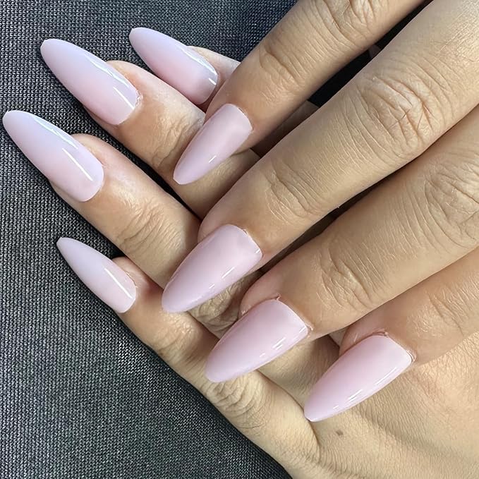 JONKASIPA Medium Almond Pressed Gel Manicure - Soft Purple Pressed Gel Manicure, Artificial Nails for Women, Reusable, Available in 12 Sizes, Includes 24 Pcs Patch Manicure Set
