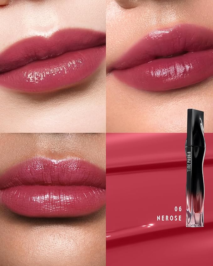 Stellar Dust Lip Stain 06 Nerose, Transfer-Proof &Smudge-Proof Lip Gloss, Rose Pink Tinted Glossy Finish, High-Pigment Vibrant Color, Hydrating Lightweight Long-Lasting Lip Makeup for Women