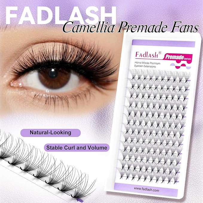 FADLASH Premade Lash Fans Multi Length Hybrid Volume Premade Easy Fans 0.07 Thickness D Curl 10D Multi Length 10-12-14mm Camellia Natural Eyelash Extensions (10D-0.07-D, Camellia 10-12-14mm)