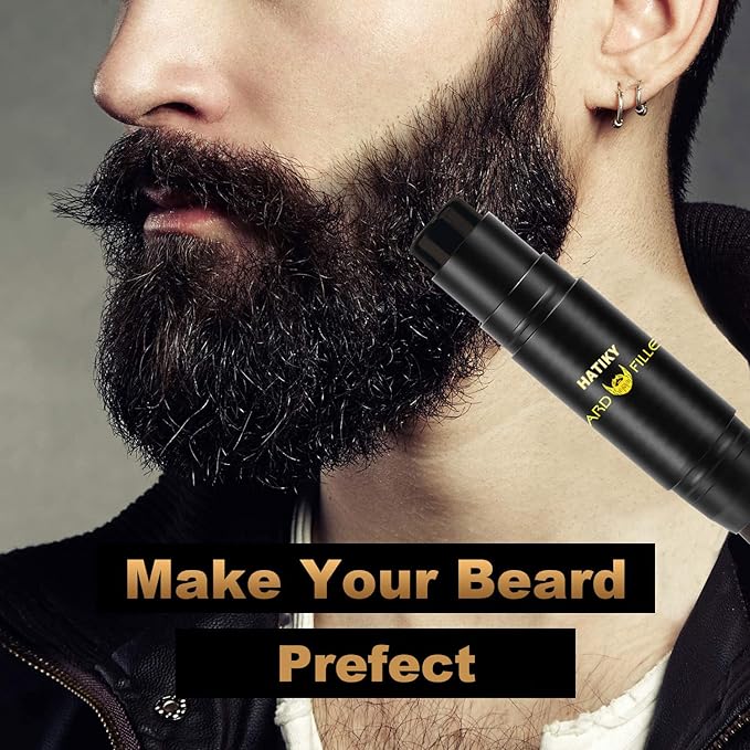 HATIKY Beard Pencil Filler for Men, Dark Brown, Stick - Natural Looking Beard, Moustache & Eyebrows, Long Lasting, Water & Sweat Proof