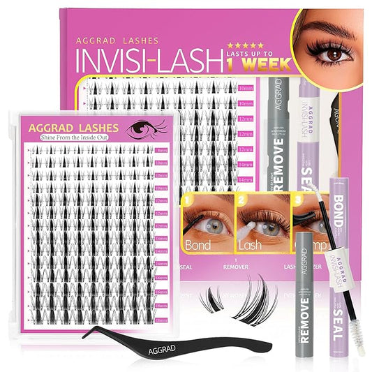 Fairy Lash Clusters Kit Wispy Fluffy 8-18mm Manga Anime Eyelashes Cluster Extension Kit C Curl Individual DIY Fake Lashes Extension Kit with Lash Bond and Seal Waterproof False Eyelashes Clusters Kit