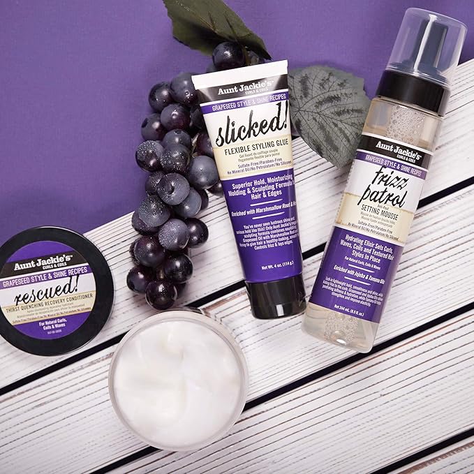 Aunt Jackie's Grapeseed Style and Shine Recipes Rescued Thirst Quenching Hair Recovery Conditioner Repair Treatment, Seals in Moisture, 15 oz
