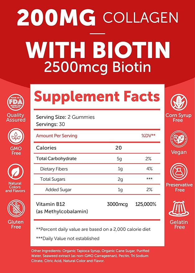 Lunakai Collagen, Biotin and Vitamin B12 Bundle - Anti Aging Supplements for Men & Women, with VIT C for Hair Skin and Nails Growth, Methylcobalamin 3000mcg Organic Gummy - Non-GMO Vegan Supplement