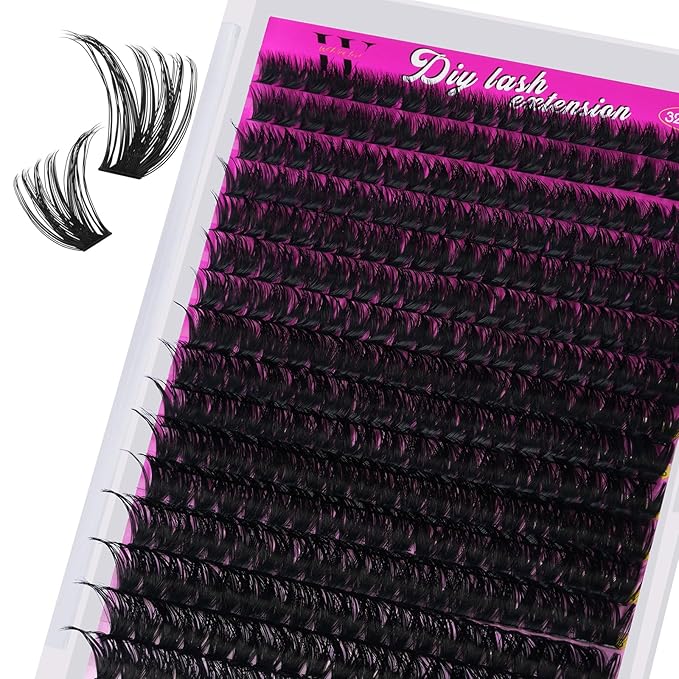 Lash Clusters 320PCS Individual Lashes D Curl Eyelash Clusters Mixed Length Cluster Eyelash Extensions Clusters Lashes with Thin Band Soft False Eyelashes DIY at Home(80D,D-Mix9-16mm)