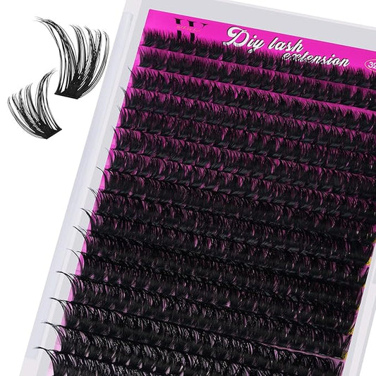 Lash Clusters 320PCS Individual Lashes D Curl Eyelash Clusters Mixed Length Cluster Eyelash Extensions Clusters Lashes with Thin Band Soft False Eyelashes DIY at Home(80D,D-Mix9-16mm)
