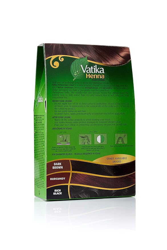 Vatika Naturals Permanent Hair Dye Natural Brown – Ammonia-Free With Natural Henna, Grey Coverage, Nourishing Herbal Blend, Long-Lasting Hair Color for Soft, Shiny Results – 6 Sachets X 10g