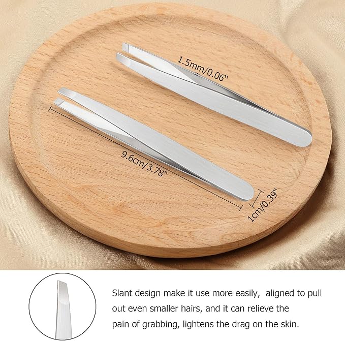 Mudder 12 Pcs Eyebrow Tweezers Set for Facial Hair Stainless Steel Slanted Tip Tweezers in Bulk for Men and Women (Silver)