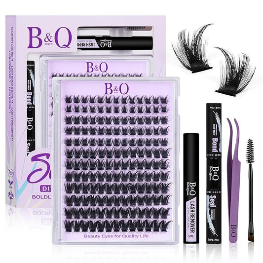 B&Q Manga Lash Clusters Kit SalonSpike 04 10-18mm Mixed Fluffy Eyelash Clusters 156pcs Easily Achieve Salon-quality Lash Extension Results Perfect for Beginners to DIY at Home.(KIT-SalonSpike 04)