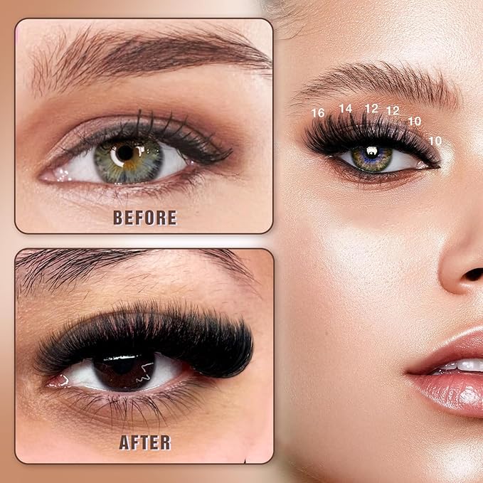 AILAISHI Lash Clusters Kit, DIY Cluster Eyelash Extensions 10‑20mm, 150D, 156pcs Fluffy D Curl Natural Lashes with Bond & Seal,Tweezers–Fake Cat Eye Individual Clusters