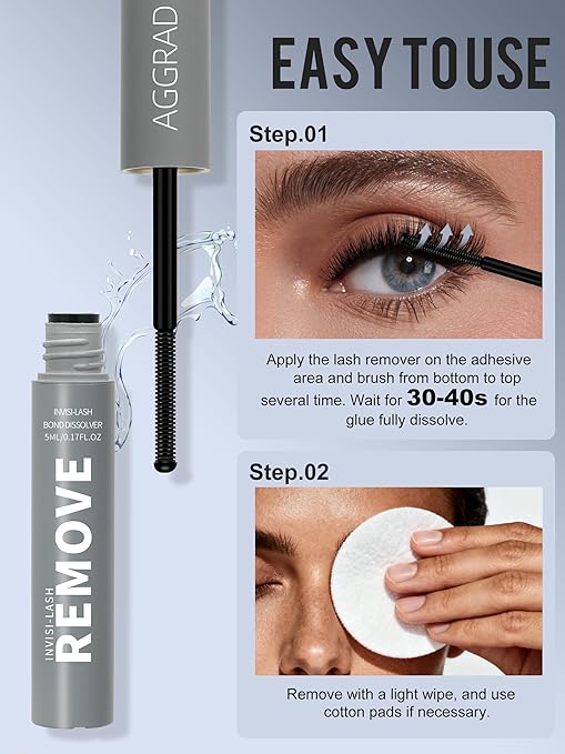 REUSE LASHES Nourish Cluster Lash Glue Remover, Just 30S Effectively Gentle Formula Eyelash Glue Remover for Lash Extensions Clusters Eyelash Adhesive Gel for Lash Clusters 5ML