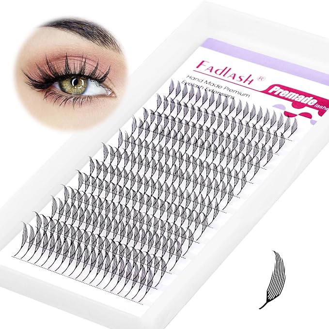 FADLASH Premade Anime Lashes Spire Premade Lash Fans 0.07 C Curl Volume Manga Lash Look Fluffy Natural Lash Extensions for Professional Salon Use (0.07-C, 8-14mm)