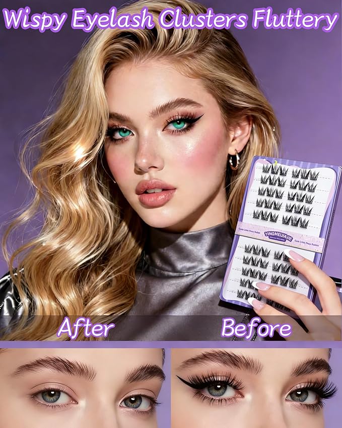 Clicar 10-16mm magnetic eyelashes,C-D Curvature lash clusters kit,3D Wispy Lashes Clusters DIY Lash Extension Kit,No need Glue(180pcs 10-12mm 30D)