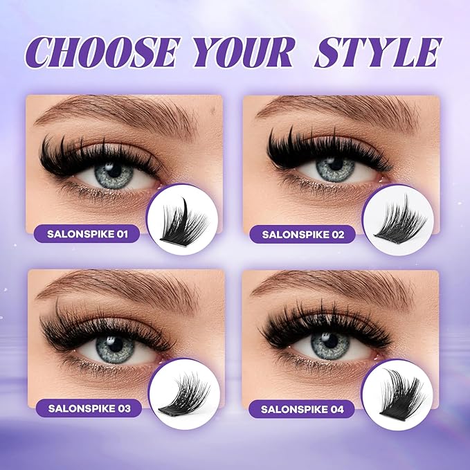 B&Q Manga Lash Clusters Kit with Spikes 10-18mm Mixed Fluffy Eyelash Clusters 120pcs Easily Achieve Salon-quality Volume Lash Extension Results Perfect for Beginners to DIY at Home(KIT-SalonSpike 02)