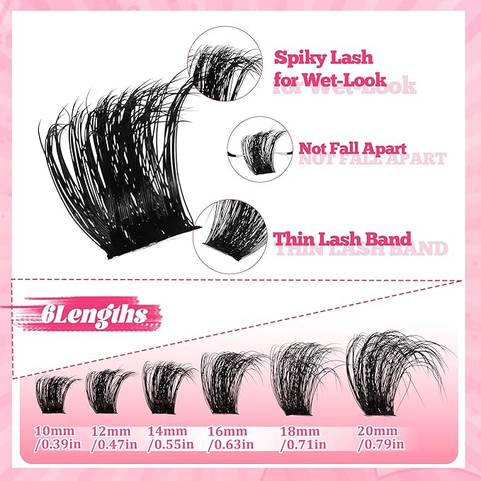 D Curl Lash Clusters Extensions 280 Pcs Individual Eye lash Clusters 120D Cluster Eyelash Lashes Wispy Clusters Lashes Makeup at Home - DIY Lash Extension Kit for Self Application (10-20MM) Mix