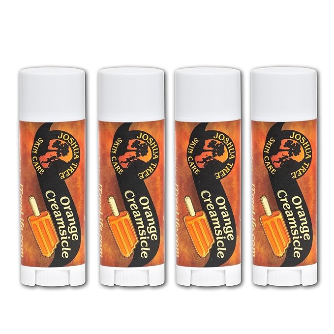 Joshua Tree Organic Lip Balm: 25 Flavor Varieties Made with Beeswax (4-pack, Orange Creamsicle)