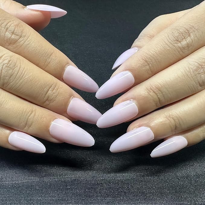 JONKASIPA Medium Almond Pressed Gel Manicure - Soft Purple Pressed Gel Manicure, Artificial Nails for Women, Reusable, Available in 12 Sizes, Includes 24 Pcs Patch Manicure Set