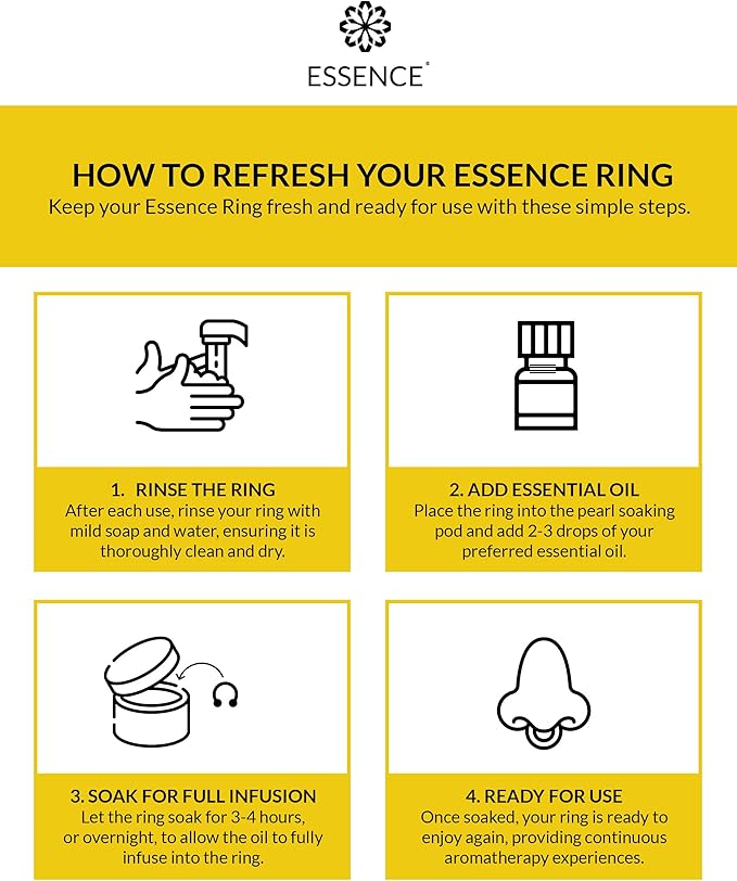 Essence Wearable Aromatherapy Nasal Diffuser – Lemon Essential Oil Nose Ring Silicone Inhaler for Stress & Mood Support - Made in USA & Travel-Friendly