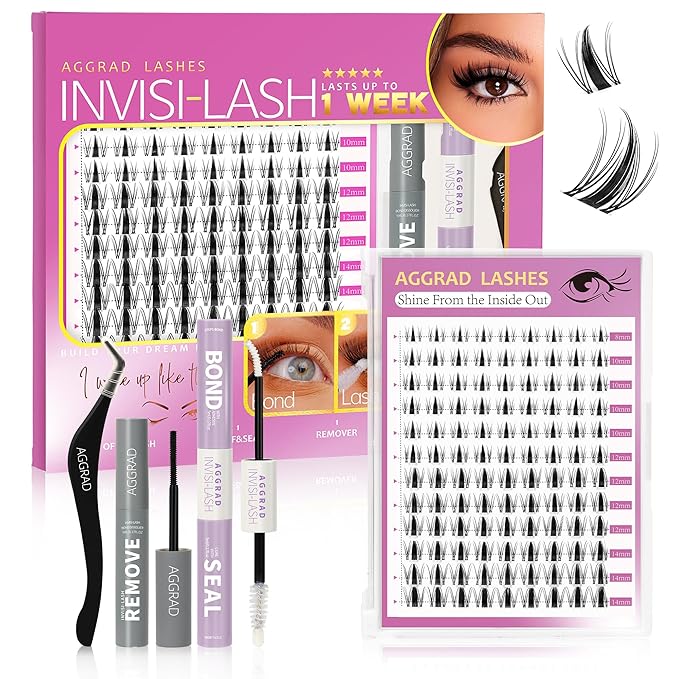 Fairy Lash Clusters Kit 8-14mm Manga Individual Lashes C Curl Wispy Eyelash Clusters WideSpan Eyelash Extension Kit with Lash Bond and Seal Wet-Look Spiky Cluster Lashes with Lash Bond and Seal