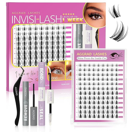 Fairy Lash Clusters Kit 8-14mm Manga Individual Lashes C Curl Wispy Eyelash Clusters WideSpan Eyelash Extension Kit with Lash Bond and Seal Wet-Look Spiky Cluster Lashes with Lash Bond and Seal