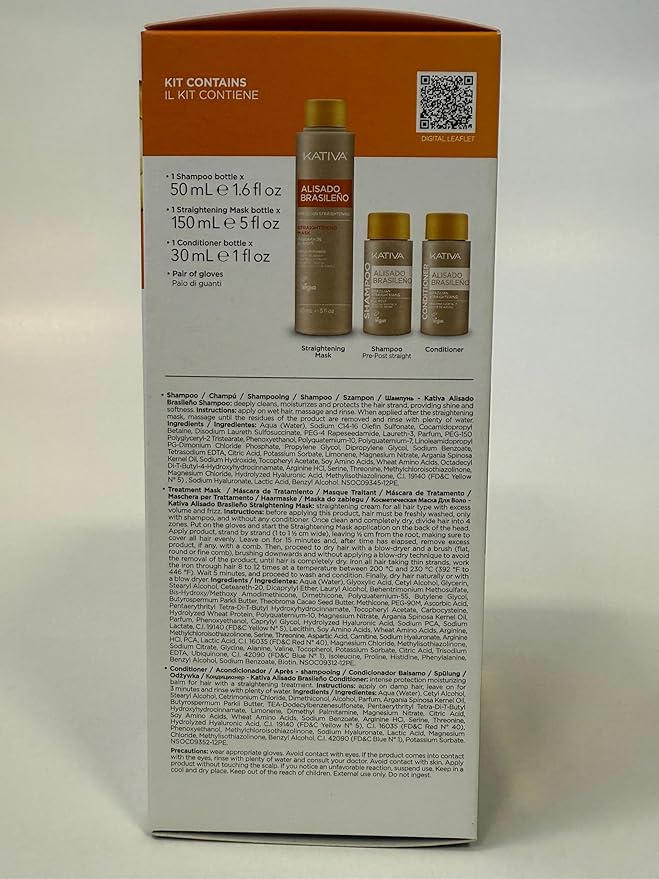 KATIVA Brazilian Keratin Treatment Kit at home Formaldehyde Free Hair Straightening with Hyaluronic Acid, Up to 12 Weeks Frizz Control for Curly, Wavy, Frizzy Hair (Straightening Kit)