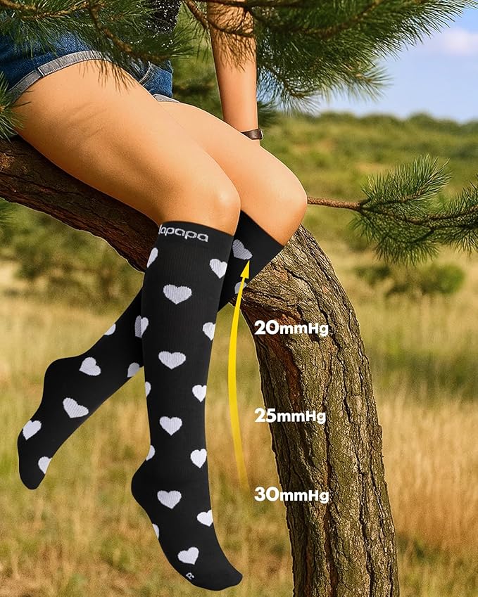 Lalapapa Cute Compression Socks for Women - 3 Pairs 20-30 mmHg Graduated Support Lightweight for Daily Wear Travel Nurse