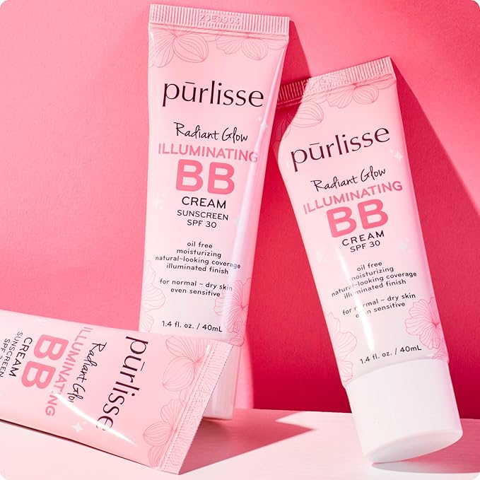 pūrlisse Radiant Glow Illuminating BB Cream with SPF 30 - Glow BB Cream Enriched with Goji & Hawthorn Berry for Dewy Skin - Helps to Improve Skin Texture & Radiance - Fair (1.4 oz)