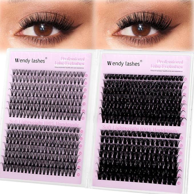 Lash Clusters 30D+40D+60D+80D Wispy Individual Lashes D-Curly Volume Lash Extensions 10-18mm Natural DIY Cluster Lashes for Beginners