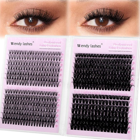 Lash Clusters 30D+40D+60D+80D Wispy Individual Lashes D-Curly Volume Lash Extensions 10-18mm Natural DIY Cluster Lashes for Beginners