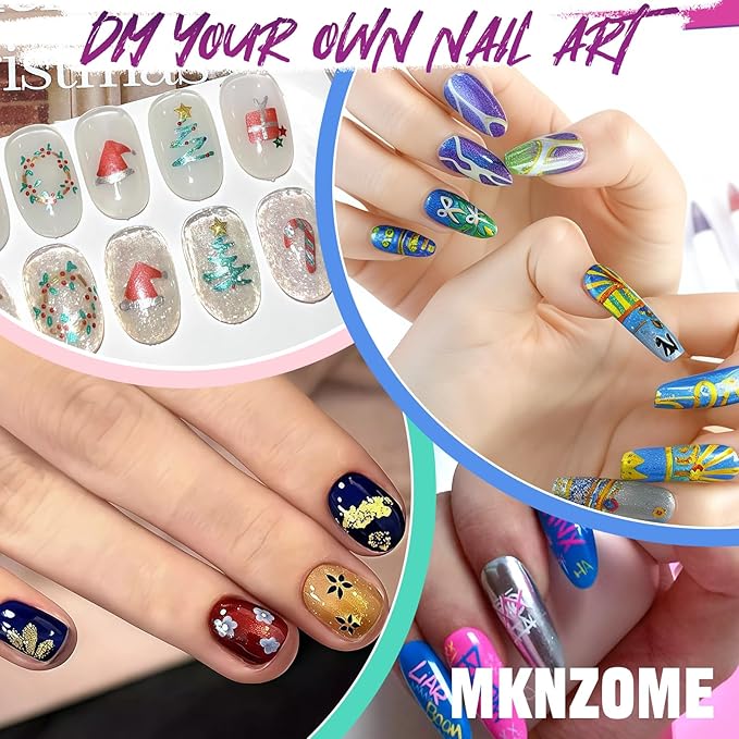 MKNZOME 10 Color Nail Art Pens, Double-ended Nail Polish Pens Drawing Painting Point Liner Acrylic Painted Pen Kit, DIY Nails Art Design Manicure Tools Christmas Gifts 2026 Upgrade