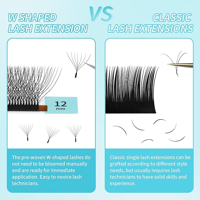 GLAMLASH W Eyelash Extensions 7D Russian Volume Premade Fan Natural Soft Matte Black False Lashes Professional Salon Supplies(7D,0.07,L,8-15mm)
