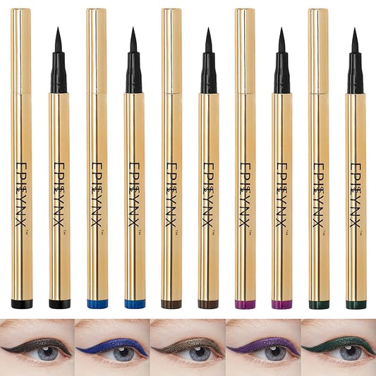 Liquid Eyeliner - Hypoallergenic Eyeliner with Fine Brush Tip, Long-Lasting Waterproof Eye Liner - Cruelty-Free, Vegan, Hypoallergenic, Gluten-Free, Smooth Liquid Eye Liner, 5 Shades 2mL each Gift Set