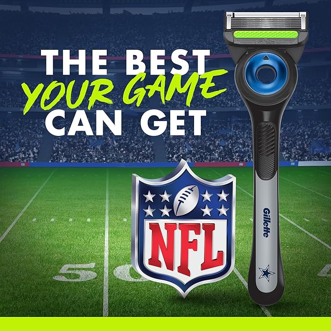 Gillette Labs Special NFL Cowboys Edition Shaving Razor for Men - 1 Handle, 4 Razor Blade Refills & Magnetic Stand, GilletteLabs with Exfoliating Bar